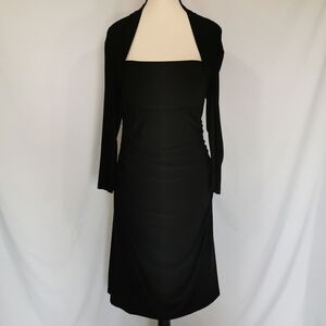JS Boutique Jersey Couture Long Sleeve Ruched Midi Dress in Black - Sz 10